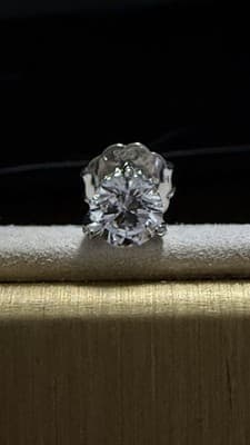 14 K 3 Ctw Lab Created Diamond Earrings With screw Backs - Thumbnail 5