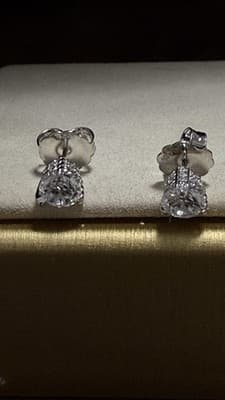 14 K 3 Ctw Lab Created Diamond Earrings With screw Backs - Thumbnail 7