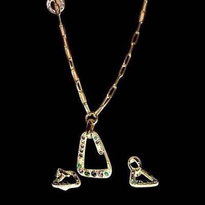 Heidi Daus Gold Multi Gem Color Necklace And Earrings Set - Image 1