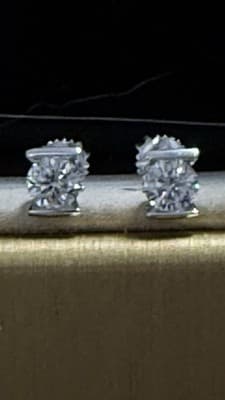 2 Carat 14 K Gold White Lab Created Diamond Earrings Studs Unique Looking - Thumbnail 4