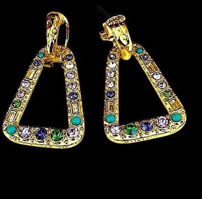 Heidi Daus Gold Multi Gem Color Necklace And Earrings Set - Thumbnail 2
