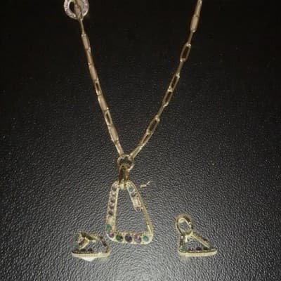Heidi Daus Gold Multi Gem Color Necklace And Earrings Set - Thumbnail 4