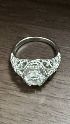 Lab Created Diamond Size 7 Sterling Silver Beautiful Ring - Thumbnail 10
