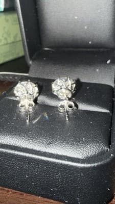 14 Kt White Gold Lab Created Stud Diamond Earrings 4 Ctw - Thumbnail 8