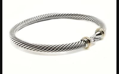David Yurman SS/18KRG 4mm Cable Hook Bracelet - Thumbnail 2