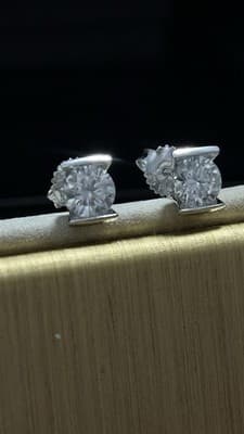2 Carat 14 K Gold White Lab Created Diamond Earrings Studs Unique Looking - Thumbnail 5