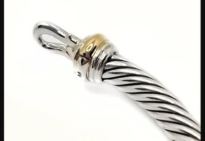 David Yurman SS/18KRG 4mm Cable Hook Bracelet - Thumbnail 6