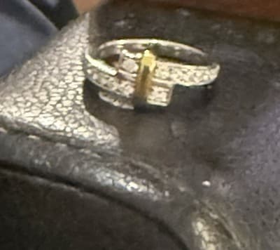 Lab Grown Diamonds 18 Kt And Sterling Silver Ring Size 7 - Thumbnail 3