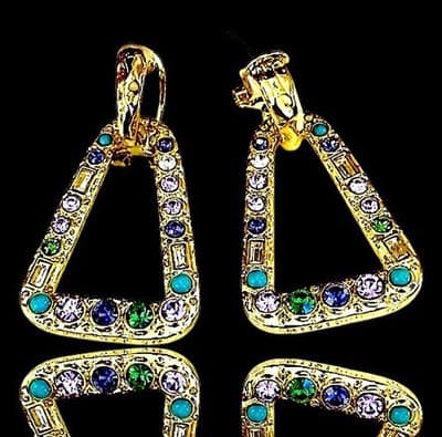 Heidi Daus Gold Multi Gem Color Necklace And Earrings Set - Thumbnail 3