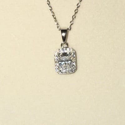 Lab Diamond 1 Ct Necklace 14 Kt White Gold - Thumbnail 3