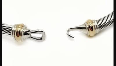 David Yurman SS/18KRG 4mm Cable Hook Bracelet - Thumbnail 8
