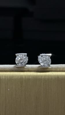 2 Carat 14 K Gold White Lab Created Diamond Earrings Studs Unique Looking - Thumbnail 7