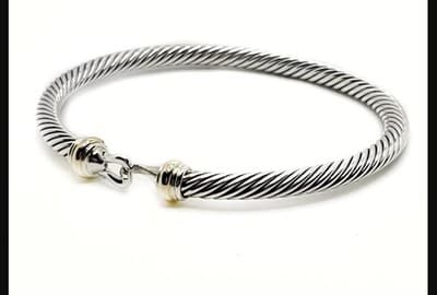 David Yurman SS/18KRG 4mm Cable Hook Bracelet - Thumbnail 3