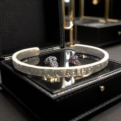 Chrome Hearts Small Cuff Sterling Silver Gothic Bracelet - Thumbnail 8