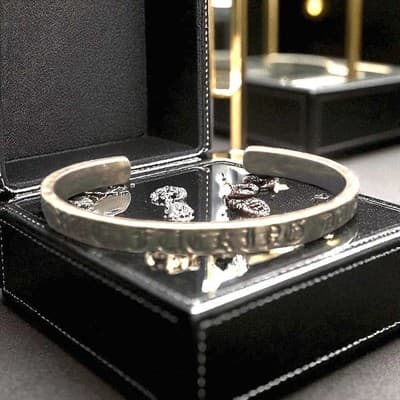 Chrome Hearts Small Cuff Sterling Silver Gothic Bracelet - Thumbnail 10