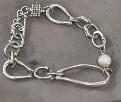 Michael Dawkins Sterling Silver And Pearl Bracelet 7.5 Inches - Thumbnail 2