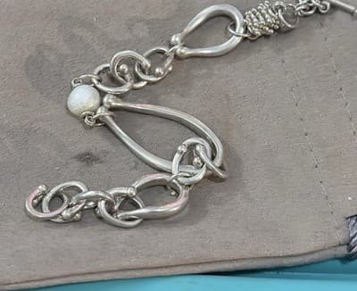 Michael Dawkins Sterling Silver And Pearl Bracelet 7.5 Inches - Thumbnail 3