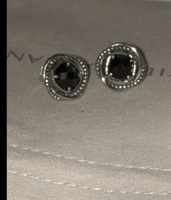 David Yurman 925 S Silver 7mm Faceted Black Onyx Infinity Button Earrings - Thumbnail 7