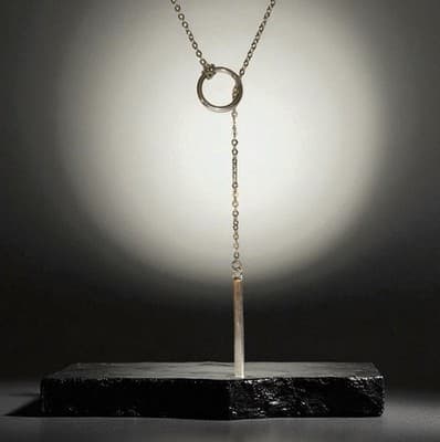 Lariat Necklace Sterling Silver 32 Inches - Thumbnail 2