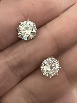 4 Ctw Lab Created Diamond White Gold 14 Kt Post Earrings - Thumbnail 2