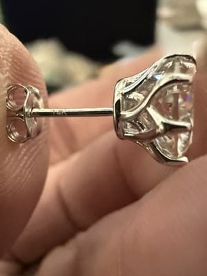 4 Ctw Lab Created Diamond White Gold 14 Kt Post Earrings - Thumbnail 4