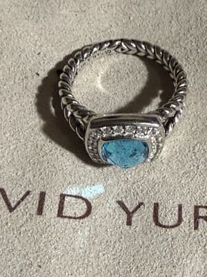 Davis Yurman Petite Blue Topaz Ring Size 7 - Thumbnail 4