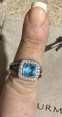 Davis Yurman Petite Blue Topaz Ring Size 7 - Thumbnail 6