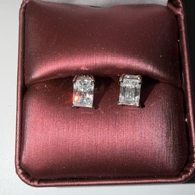 Emerald Cut Lab Created 14 Kt 2.5 Ctw Lab Created Diamond Earrings - Thumbnail 3
