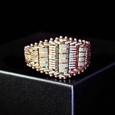 14 K White Gold Diamond Cut Mesh Ring Size 7 - Thumbnail 2