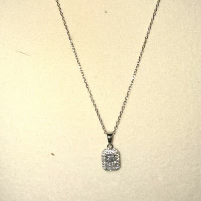 Square Cut Lab Created Diamond Drop Charm Necklace 14 Kt Gold - Thumbnail 3