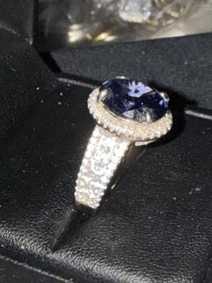 Blue Sapphire Ring With Crystal Gemstones Size 7 - Thumbnail 3