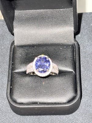 Blue Sapphire Ring With Crystal Gemstones Size 7 - Thumbnail 4