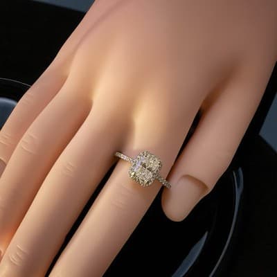 Square Shaped Lab Created Dinond Engagement Ring Size 7 14 Kt Gold White - Thumbnail 4