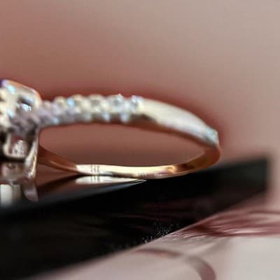 Square Shaped Lab Created Dinond Engagement Ring Size 7 14 Kt Gold White - Thumbnail 6
