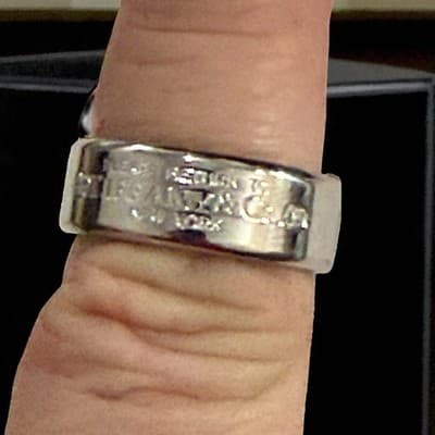 Size 7 Tiffany 1837 Ring in Sterling Silver Concave Band with Blue Pouch - Thumbnail 3