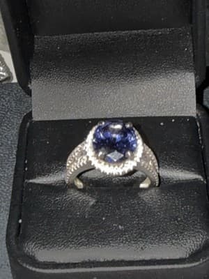 Blue Sapphire Ring With Crystal Gemstones Size 7 - Thumbnail 5