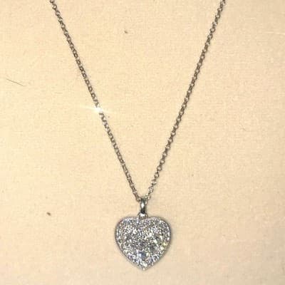 Lab Diamond Heart Necklace 14 Kt White Gold Necklace And Heart - Thumbnail 3