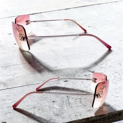 Chanel Pink Rhinestone Sunglasses 4017d Comes With Case Excellent Condition - Thumbnail 6
