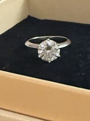 Lab Created Diamond Ring 2 Ct Solitaire Ring Engagement 14 Kt White Gold - Thumbnail 3