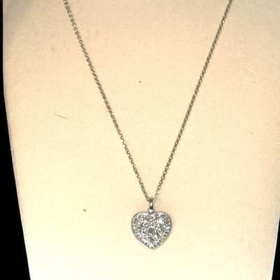 Lab Diamond Heart Necklace 14 Kt White Gold Necklace And Heart - Thumbnail 4