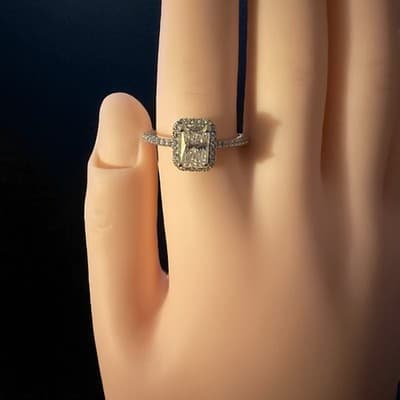 Square Shaped Lab Created Dinond Engagement Ring Size 7 14 Kt Gold White - Thumbnail 3