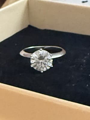 Lab Created Diamond Ring 2 Ct Solitaire Ring Engagement 14 Kt White Gold - Thumbnail 2