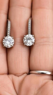 2 ctw Round Lab Grown Diamond Hidden Halo Earrings 14K White Gold, DE, VS1 - Thumbnail 2