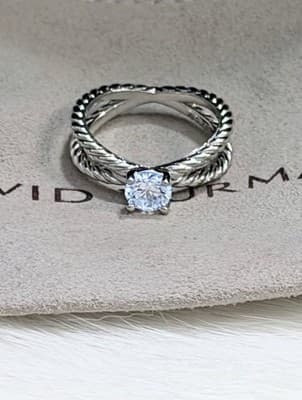 Platinum Double Ring 1 Ct Lab Created Diamond Ring Sz 7 - Thumbnail 6