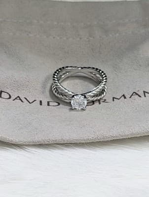 Platinum Double Ring 1 Ct Lab Created Diamond Ring Sz 7 - Thumbnail 7
