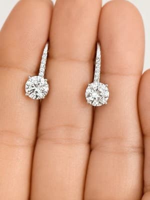 2 ctw Round Lab Grown Diamond Hidden Halo Earrings 14K White Gold, DE, VS1 - Thumbnail 5