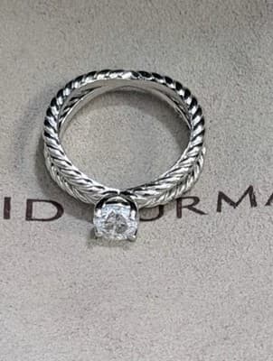 Platinum Double Ring 1 Ct Lab Created Diamond Ring Sz 7 - Thumbnail 3