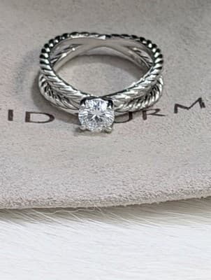 Platinum Double Ring 1 Ct Lab Created Diamond Ring Sz 7 - Thumbnail 5