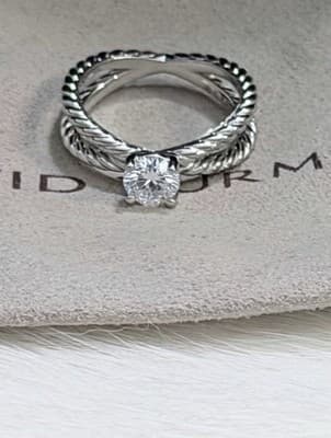 Platinum Double Ring 1 Ct Lab Created Diamond Ring Sz 7 - Thumbnail 2