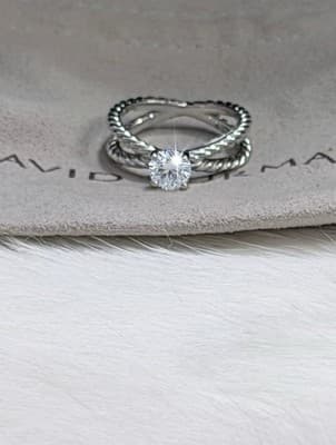 Platinum Double Ring 1 Ct Lab Created Diamond Ring Sz 7 - Thumbnail 4